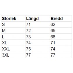 Hoodie Ekologisk Bomull - Storlekstabell