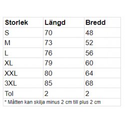 Sportig Zip-Hoodie Polyester Unisex - Storlekstabell Sportig Zip-Hoodie Polyester Unisex - Storlekstabell