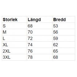 Fleeceväst Herr - Storlekstabell Fleeceväst Herr - Storlekstabell