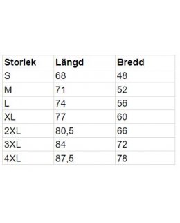 Storlekstabell - Eko T-shirt Fairtrade