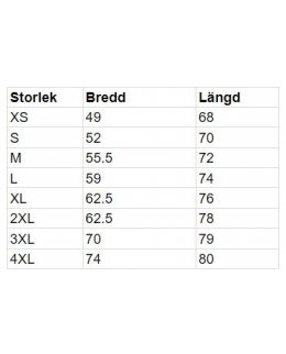 Hoodie Extra Mjuk Herr - Storlekstabell
