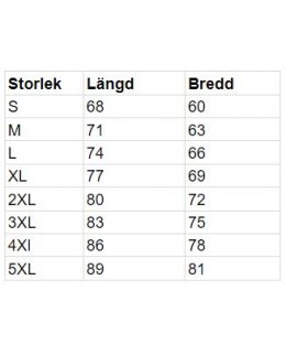 Storlekstabell Extra Tjock Zip-Hoodie