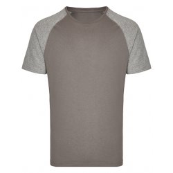 T-Shirt Med Kontrastfärgad Ärm - Grey Solid/Heather Grey