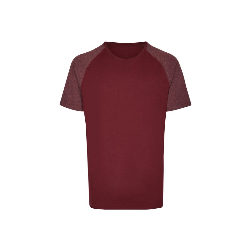 T-Shirt Med Kontrastfärgad Ärm - Burgundy/Heather Burgundy